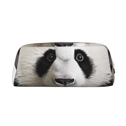 CSGJMYGS Federmäppchen aus Leder, hübscher Pandabär-Kopf, Federmäppchen, großes Fassungsvermögen, Bleistift-Organizer mit Reißverschluss, tragbare Reise-Make-up-Tasche, Schreibtisch-Organizer für von CSGJMYGS