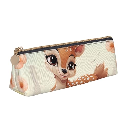 CSGJMYGS Federmäppchen aus Leder, hübsches Hirsch-Federmäppchen, großes Fassungsvermögen, Bleistift-Organizer mit Reißverschluss, tragbare Reise-Make-up-Tasche, Schreibtisch-Schreibwaren-Organizer für von CSGJMYGS