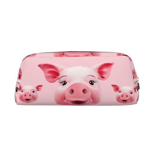 CSGJMYGS Federmäppchen aus Leder, lustiges Schweinegesicht, Federmäppchen, großes Fassungsvermögen, Bleistift-Organizer mit Reißverschluss, tragbare Reise-Make-up-Tasche, von CSGJMYGS