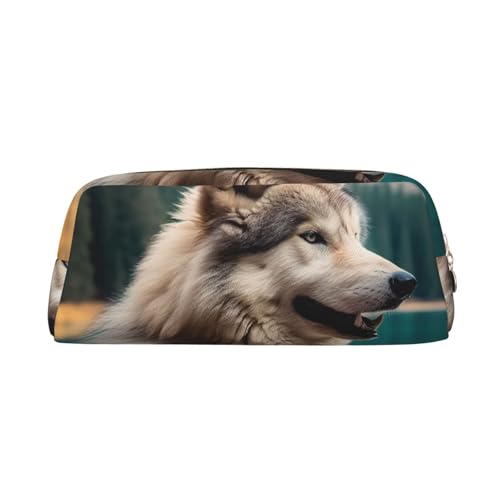 CSGJMYGS Federmäppchen aus Leder, lustiges Tier-Design, Wolf-Bleistiftbeutel, großes Fassungsvermögen, Bleistift-Organizer mit Reißverschluss, tragbare Reise-Make-up-Tasche, Schreibtisch-Organizer für CSGJMYGS Federmäppchen aus Leder, lustiges Tier-Design, Wolf-Bleistiftbeutel, großes Fassungsvermögen, Bleistift-Organizer mit Reißverschluss, tragbare Reise-Make-up-Tasche, Schreibtisch-Organizer für von CSGJMYGS