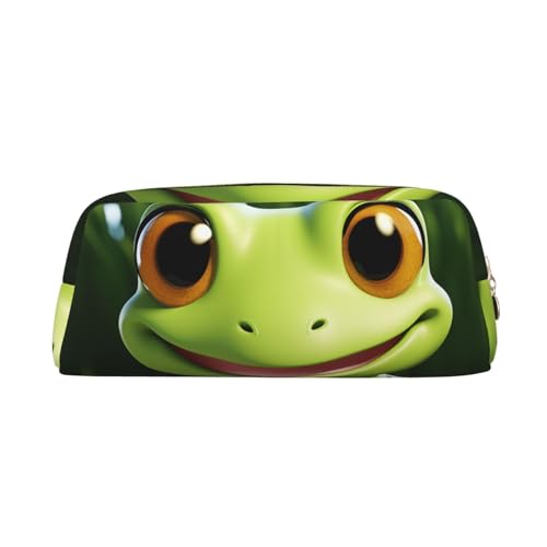CSGJMYGS Federmäppchen aus Leder, niedliches Frosch-Federmäppchen, großes Fassungsvermögen, Bleistift-Organizer mit Reißverschluss, tragbare Reise-Make-up-Tasche, Schreibtisch-Schreibwaren-Organizer von CSGJMYGS