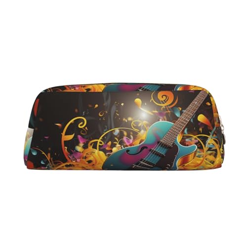 CSGJMYGS Federmäppchen aus Leder mit Musikhintergrund, Federmäppchen mit großem Fassungsvermögen, Bleistift-Organizer mit Reißverschluss, tragbare Reise-Make-up-Tasche, Schreibtisch-Organizer für von CSGJMYGS