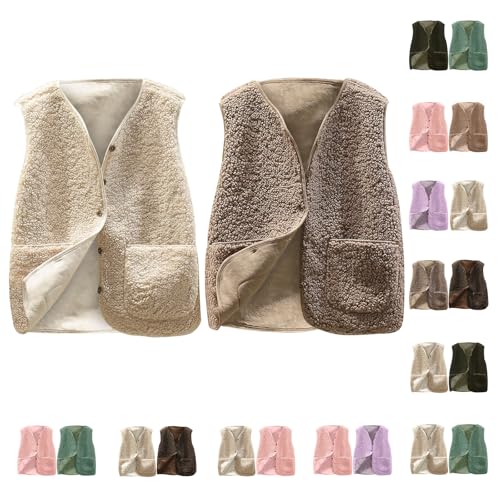 2 Stück Teddy Weste Damen Winter Warm Plüschweste Ärmellos Fleeceweste Plüsch Westen Leicht Übergangsjacke Winterweste Casual Einfarbig Damenweste Outdoor Gilet Kurz Jacke Thermoweste Für Frauen von CSHE