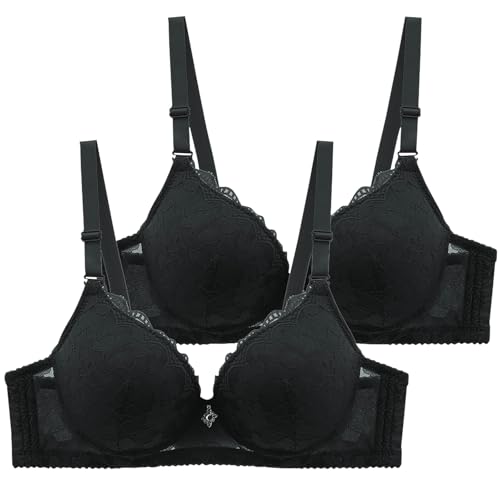 2er Pack BH Damen ohne Bügel Push Up Bra Sexy Große Brüste mit Verstellbarem Bralette Weich Bequemer Butsier Klassische BH Set Unterwäsche für Alltag von CSHE