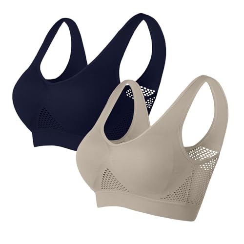 2er-Pack Sport BH Damen Ohne Buegel Push up Yoga Sports BH Klassische Bustier Soft Bequemer Bralette Fitness Dessous Crop Top für Alltag Fitness Sport Outdoor von CSHE
