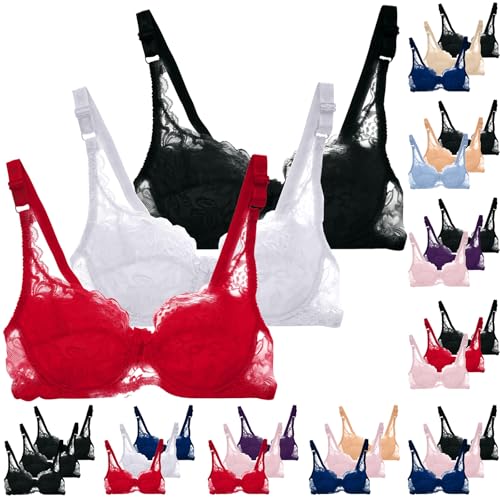 3er Pack BH Damen mit Bügel Push Up Bra Spitzen BH mit verstellbarem Frauen Weich Bequemer Bustier Sexy Klassische BH Unterwäsche Bra für Alltag 3er Pack BH Damen mit Bügel Push Up Bra Spitzen BH mit verstellbarem Frauen Weich Bequemer Bustier Sexy Klassische BH Unterwäsche Bra für Alltag von CSHE
