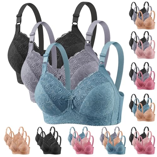 3er Pack BH Damen ohne Bügel Push Up Bra Sexy Starker Halt Große Brüste Klassische BH Set Weich Bequemer BH Unterwäsche Bra mit verstellbarem Fitness Dessous für Alltag 3er Pack BH Damen ohne Bügel Push Up Bra Sexy Starker Halt Große Brüste Klassische BH Set Weich Bequemer BH Unterwäsche Bra mit verstellbarem Fitness Dessous für Alltag von CSHE
