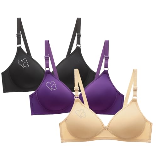 3er Pack Damen Sport BH Damen Ohne Bügel Seamless Push Up BH Softcup Bra Nahtlose Basic Wohlfühl BHS mit Dünnen Trägern Bequem für Alltag von CSHE