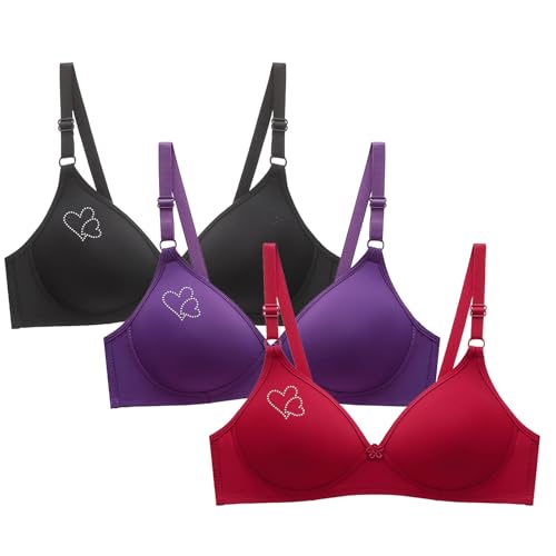 3er Pack Damen Sport BH Damen Ohne Bügel Seamless Push Up BH Softcup Bra Nahtlose Basic Wohlfühl BHS mit Dünnen Trägern Bequem für Alltag von CSHE