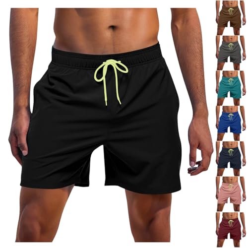 Badehose für Herren Casual Schwimmhose mit Reißverschlusstasche Atmungsaktiv Wasserabweisend Badeshorts Männer Trainingsshorts Elastisch Verstellbar Mit Tunnelzug Meshfutter von CSHE