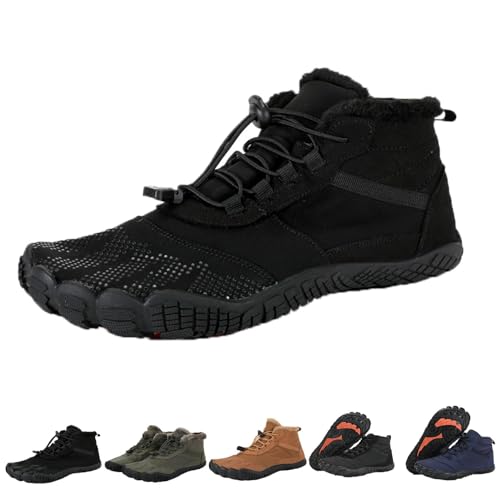 Barfußschuhe Winter, Outdoor Barfußschuhe Herren Damen Herbst Winter, Wasserdicht Barfussschuhe Barefoot Shoes, Trocknend Traillaufschuhe Wanderschuhe Zehenschuhe Hohe Warme und rutschfeste Stiefel von CSHE