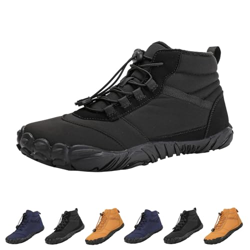 Barfußschuhe Winter, Outdoor Barfußschuhe Herren Damen Herbst Winter, Wasserdicht Barfussschuhe Barefoot Shoes, Trocknend Traillaufschuhe Wanderschuhe Zehenschuhe Hohe Warme und rutschfeste Stiefel von CSHE