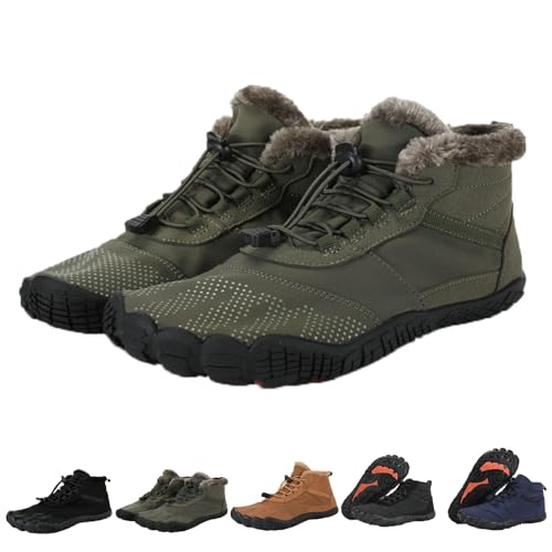 Barfußschuhe Winter, Outdoor Barfußschuhe Herren Damen Herbst Winter, Wasserdicht Barfussschuhe Barefoot Shoes, Trocknend Traillaufschuhe Wanderschuhe Zehenschuhe Hohe Warme und rutschfeste Stiefel von CSHE