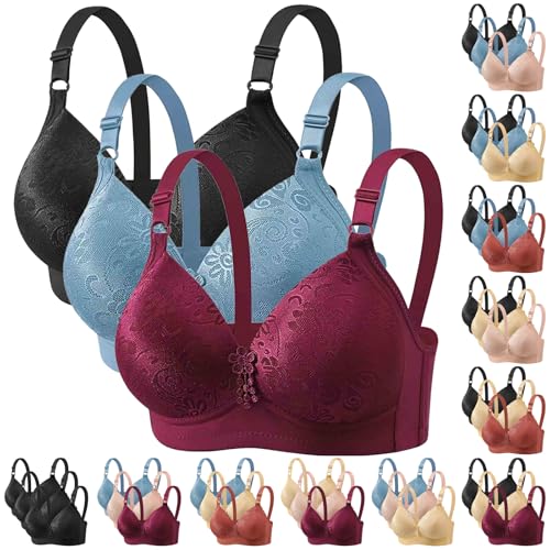 CSHE 3er Pack BH Damen ohne Bügel Push Up Bra Starker Halt Soft Dünnen Bustier Klassische Nahtlose BHS Set Bequemer Atmungsaktiv Bralette Verstellbar Unterwäsche für Alltag Kleidung von CSHE