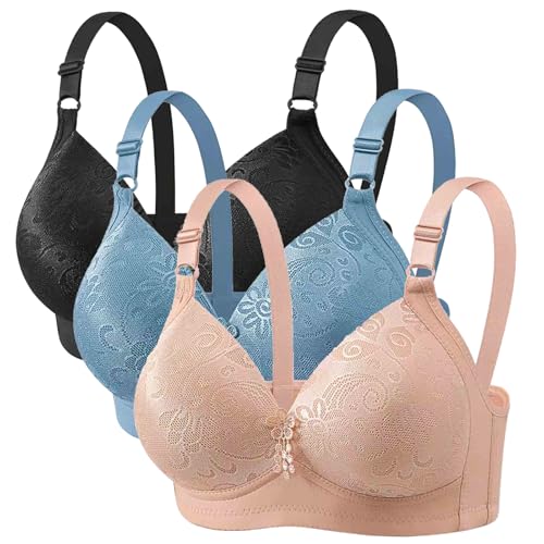CSHE 3er Pack BH Damen ohne Bügel Push Up Bra Starker Halt Soft Dünnen Bustier Klassische Nahtlose BHS Set Bequemer Atmungsaktiv Bralette Verstellbar Unterwäsche für Alltag Kleidung von CSHE