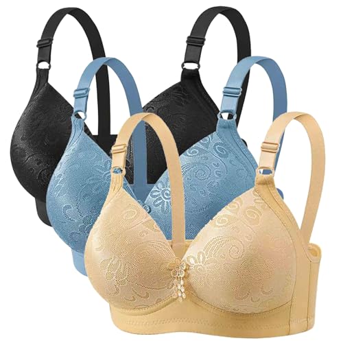 CSHE 3er Pack BH Damen ohne Bügel Push Up Bra Starker Halt Soft Dünnen Bustier Klassische Nahtlose BHS Set Bequemer Atmungsaktiv Bralette Verstellbar Unterwäsche für Alltag Kleidung von CSHE