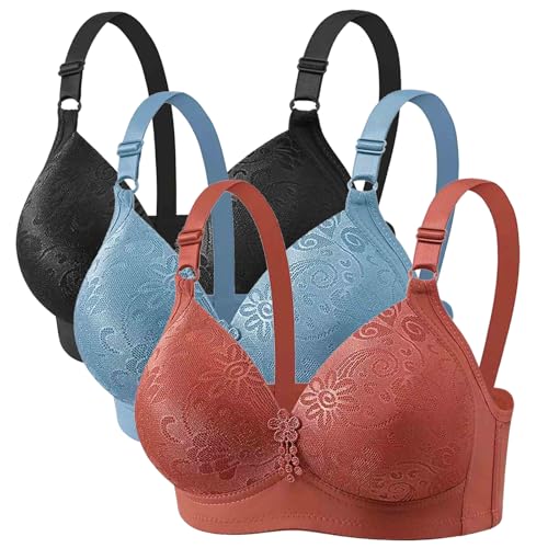CSHE 3er Pack BH Damen ohne Bügel Push Up Bra Starker Halt Soft Dünnen Bustier Klassische Nahtlose BHS Set Bequemer Atmungsaktiv Bralette Verstellbar Unterwäsche für Alltag Kleidung von CSHE