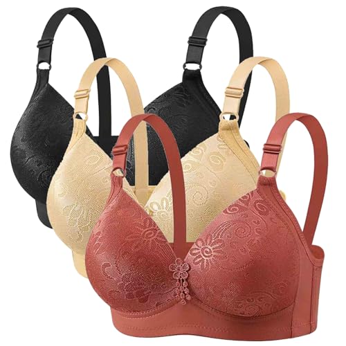 CSHE 3er Pack BH Damen ohne Bügel Push Up Bra Starker Halt Soft Dünnen Bustier Klassische Nahtlose BHS Set Bequemer Atmungsaktiv Bralette Verstellbar Unterwäsche für Alltag Kleidung von CSHE