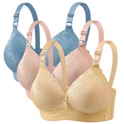 CSHE 3er Pack BH Damen ohne Bügel Push Up Bra Starker Halt Soft Dünnen Bustier Klassische Nahtlose BHS Set Bequemer Atmungsaktiv Bralette Verstellbar Unterwäsche für Alltag Kleidung von CSHE