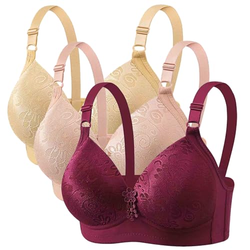 CSHE 3er Pack BH Damen ohne Bügel Push Up Bra Starker Halt Soft Dünnen Bustier Klassische Nahtlose BHS Set Bequemer Atmungsaktiv Bralette Verstellbar Unterwäsche für Alltag Kleidung von CSHE