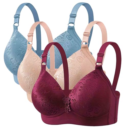 CSHE 3er Pack BH Damen ohne Bügel Push Up Bra Starker Halt Soft Dünnen Bustier Klassische Nahtlose BHS Set Bequemer Atmungsaktiv Bralette Verstellbar Unterwäsche für Alltag Kleidung von CSHE
