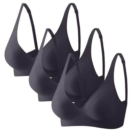 CSHE 3er Pack Nahtloser BH Damen Ohne Bügel Bequeme Push Up Soft BH V Ausschnitt Weicher Bustier Seamless Bra Große Größen Mit Gutem Halt Unsichtbar Atmungsaktiv Für Büro, Yoga Und Zuhause von CSHE