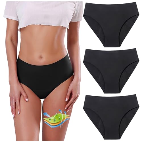 CSHE 3er Pack Periode Bikinihose Damen Menstruation Auslaufsichere Badeshorts Periode Bikini Bottoms Periode Höschen Mittlere Taille für Teenager Mädchen von CSHE