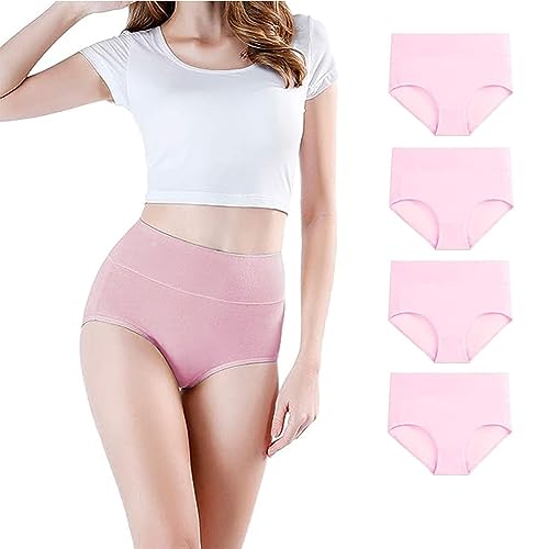 CSHE 4er Pack Damen Unterhosen Baumwolle Unterwäsche Hohe Taille Slips Hoher Taillenslip für Frauen Mehrpack Unterhosen Damen Baumwolle Stretch Slips von CSHE