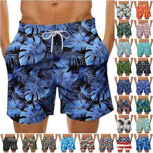 CSHE Badehose Herren Lang Badeshorts Hawaii Print Strandshorts Mode Drucken Schwimmhose mit Kordelzug Sommer Freizeithose Männer Sportshorts von CSHE