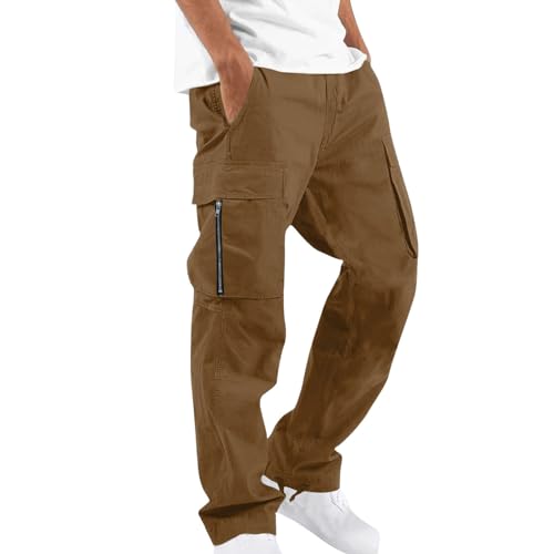 CSHE Cargohose Herren Breite Jogginghose Lang Jogging Hose Weites Bein Elastische Taille Sporthose Sweat Pants Men Freizeit Warme Männer Sweathose Mit Taschen Outdoor Fitness Hosen von CSHE