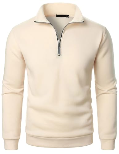 CSHE Half Zip Pullover Herren Schwarz Winter Arbeitspullover Sweatshirt Herren Ohne Kapuze Oversize Sport Sweater Langarm Warm Winterpullover Pulli von CSHE