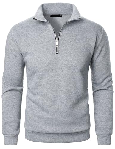 CSHE Half Zip Pullover Herren Schwarz Winter Arbeitspullover Sweatshirt Herren Ohne Kapuze Oversize Sport Sweater Langarm Warm Winterpullover Pulli von CSHE