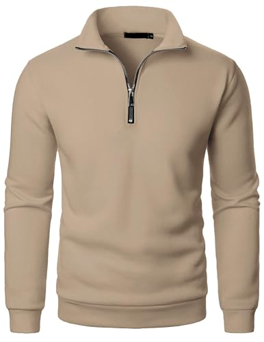 CSHE Half Zip Pullover Herren Schwarz Winter Arbeitspullover Sweatshirt Herren Ohne Kapuze Oversize Sport Sweater Langarm Warm Winterpullover Pulli von CSHE