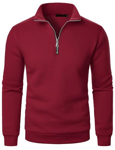 CSHE Half Zip Pullover Herren Schwarz Winter Arbeitspullover Sweatshirt Herren Ohne Kapuze Oversize Sport Sweater Langarm Warm Winterpullover Pulli von CSHE