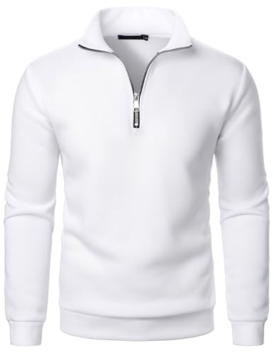 CSHE Half Zip Pullover Herren Schwarz Winter Arbeitspullover Sweatshirt Herren Ohne Kapuze Oversize Sport Sweater Langarm Warm Winterpullover Pulli von CSHE