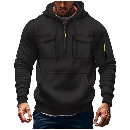 CSHE Herren Kapuzenpullover Sweatshirt mit Reißverschluss Männer Arbeitspullover Multifunktionelle Tasche Sweatshirt mit Kapuze Sport Fitness Jogging Pullover S-3XL CSHE Herren Kapuzenpullover Sweatshirt mit Reißverschluss Männer Arbeitspullover Multifunktionelle Tasche Sweatshirt mit Kapuze Sport Fitness Jogging Pullover S-3XL von CSHE