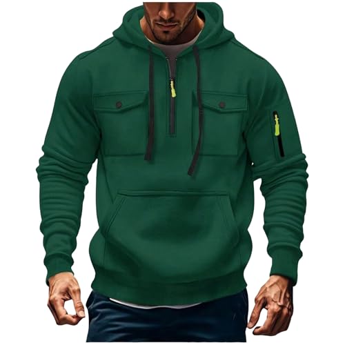 CSHE Herren Kapuzenpullover Sweatshirt mit Reißverschluss Männer Arbeitspullover Multifunktionelle Tasche Sweatshirt mit Kapuze Sport Fitness Jogging Pullover S-3XL CSHE Herren Kapuzenpullover Sweatshirt mit Reißverschluss Männer Arbeitspullover Multifunktionelle Tasche Sweatshirt mit Kapuze Sport Fitness Jogging Pullover S-3XL von CSHE