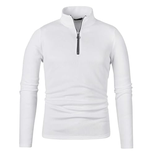 CSHE Herren Pullover Herbst Winter Fleecepullover Microfleece Sweatshirt Warmes Langarme Half Zip Winterpullover Lässig Einfarbig Pulli Männer mit Stehkragen und Leiste Strickpullover von CSHE