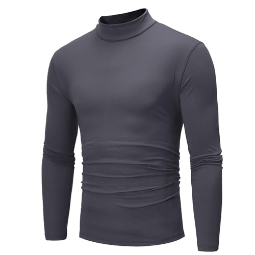 CSHE Herren Rollkragenshirt Langarm,Herren Longsleeve Rollkragenpullover Regular Fit Langarmshirts Rollkragen Pullover Baumwolle Sweatshirt Elastisch Einfarbig von CSHE