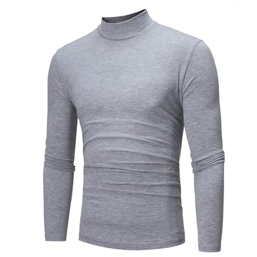 Herren Rollkragenshirt Slim Fit Rollkragenpullover Langarmshirt Longsleeve T-Shirt Rolli Langarm Einfarbig Basic von CSHE