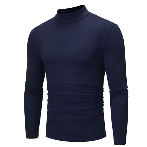 Herren Rollkragenshirt Slim Fit Rollkragenpullover Langarmshirt Longsleeve T-Shirt Rolli Langarm Einfarbig Basic von CSHE