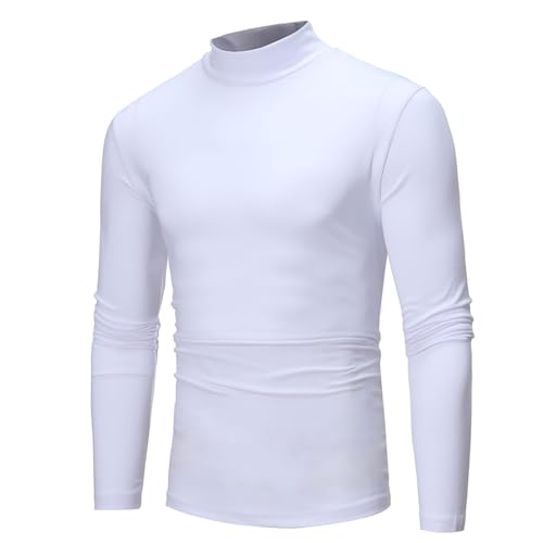 Herren Rollkragenshirt Slim Fit Rollkragenpullover Langarmshirt Longsleeve T-Shirt Rolli Langarm Einfarbig Basic von CSHE