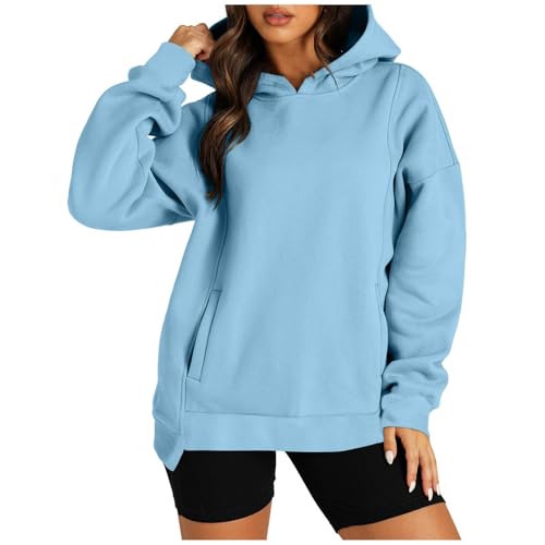 CSHE Hoodie Damen Oversize Kapuzenpullover 2024 Mode Pullover Herbst Winter Sweatshirt Hoodies Für Damen Basic Pulli Oberteile mit Tasche Outdoor Sport Streetwear Warm Kapuzenpulli von CSHE