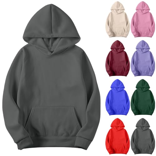 CSHE Hoodie Herren Freizeit Pullover mit Taschen Basic Kapuzenpullover Langarm Sweatshirts Oversize Kapuzen Einfarbig Sweatshirt Herren Rundhalsausschnitt Top Streetwear Kapuzenpulli von CSHE