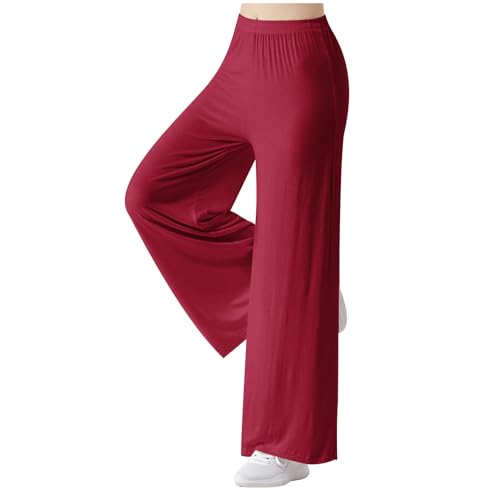 CSHE Hosen Damen Palazzo Hose Damen Gym Leggings Damen Hose damenLeichte Sporthose Damen Lange Elegant Schlaghose Damen Weitem Bein Sommerhose Einfarbig Freizeithose von CSHE