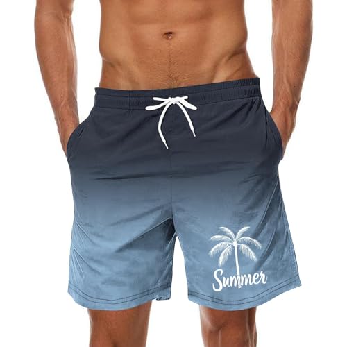 CSHE Kurze Hosen Herren Badehose Gradient Print Badeshorts Elastische Taille Strand Shorts Jogginghose Sport Shorts mit Kordelzug und praktischen Taschen von CSHE