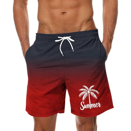 CSHE Kurze Hosen Herren Badehose Gradient Print Badeshorts Elastische Taille Strand Shorts Jogginghose Sport Shorts mit Kordelzug und praktischen Taschen von CSHE