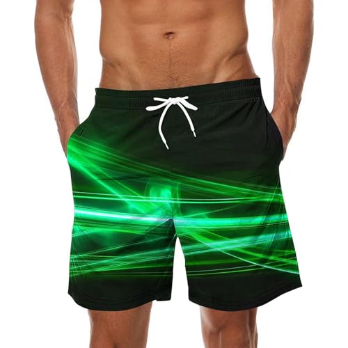 CSHE Kurze Hosen Herren Badehose Sommer Strahl Gedruckt Badeshorts Elastische Taille Strand Shorts Jogginghose Sport Shorts mit Kordelzug und praktischen Taschen von CSHE