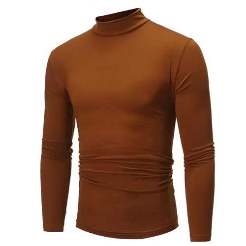 Rollkragenpullover Herren Einfarbig Langarmshirt Baumwolle Sweatshirt Longsleeve T-Shirt Regular Fit Rollkragenshirt Herren-Rollkragenshirt Basic Rollkragen Pullover von CSHE