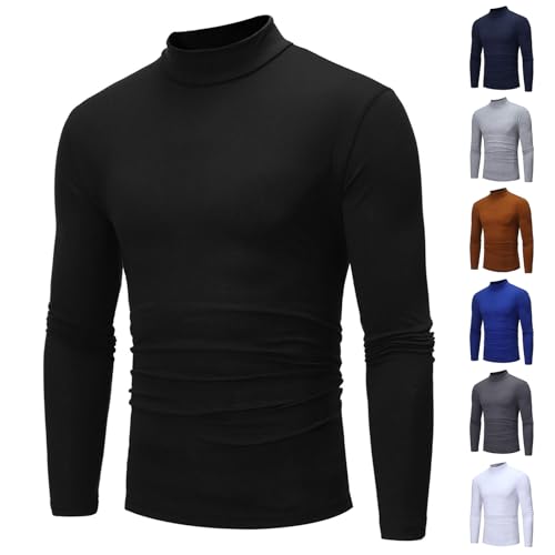 CSHE Rollkragenpullover Herren-Rollkragenshirt Herren Langarm,Herren Longsleeve Rollkragenpullover Regular Fit Langarmshirts Rollkragen Pullover Baumwolle Sweatshirt Unterzieh Elastisch Einfarbig von CSHE